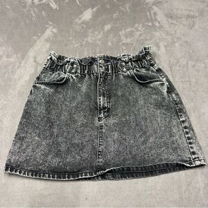 Topshop black acid wash denim Charcoal paper bag women’s US 12 Mini Skirt